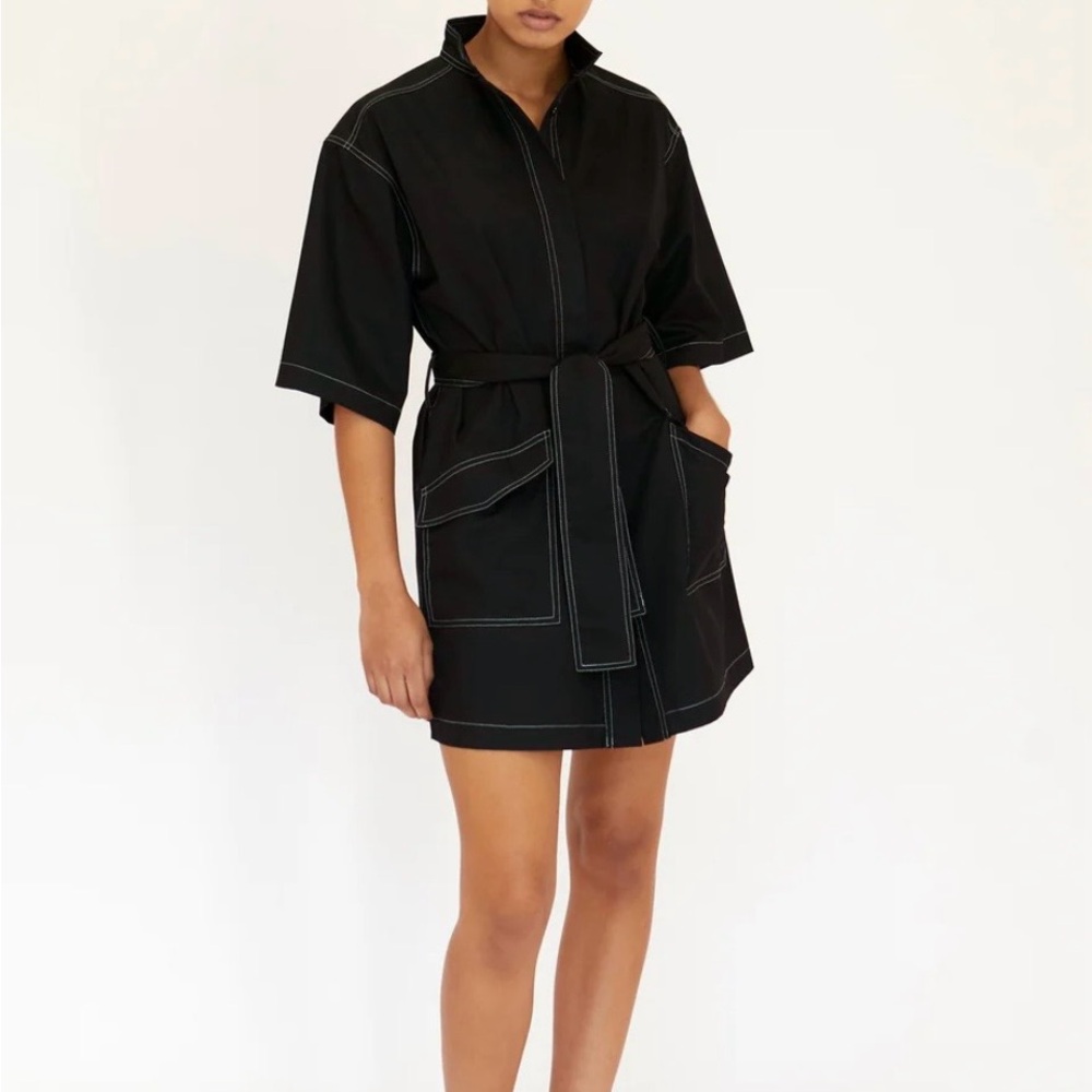 Third Form Cross Roads Cotton Shirt Dress Black Womens Size 6